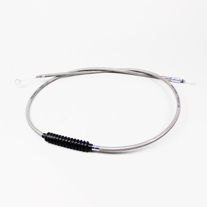 PJMTCUSTOM Chrome Silver Stainless Steel Braided Clutch Cable Fits For Harley Davidson Softail Dyna Sportster Touring Throttle by Cable Models (67.0" Long) - Image 1
